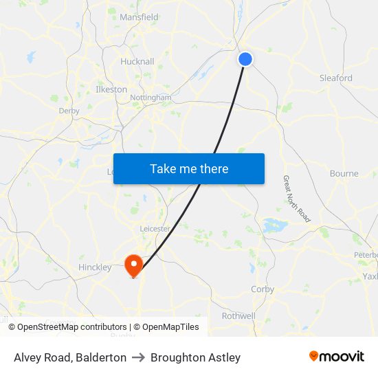 Alvey Road, Balderton to Broughton Astley map