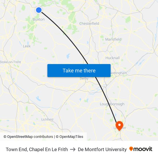 Town End, Chapel En Le Frith to De Montfort University map