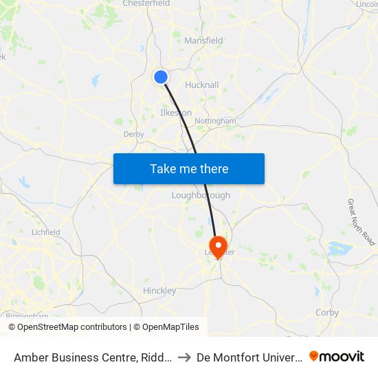 Amber Business Centre, Riddings to De Montfort University map