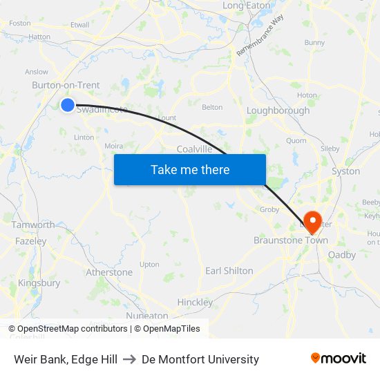 Weir Bank, Edge Hill to De Montfort University map