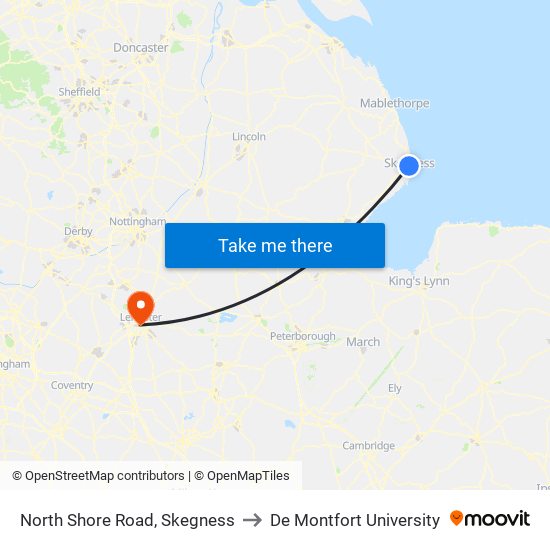 North Shore Road, Skegness to De Montfort University map