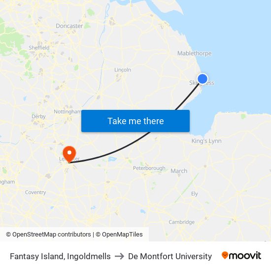 Fantasy Island, Ingoldmells to De Montfort University map