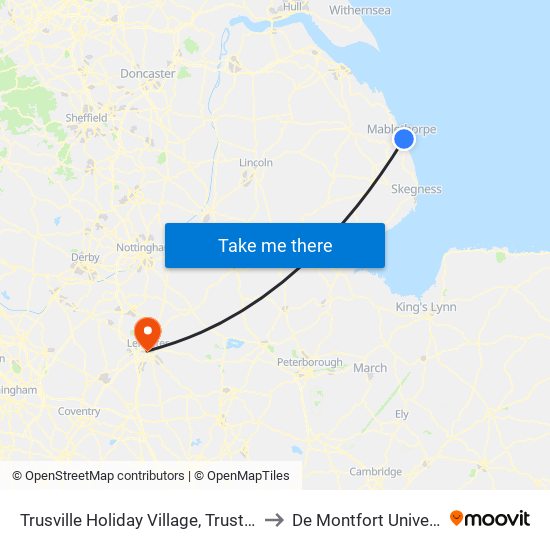 Trusville Holiday Village, Trusthorpe to De Montfort University map
