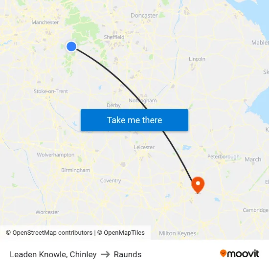 Leaden Knowle, Chinley to Raunds map