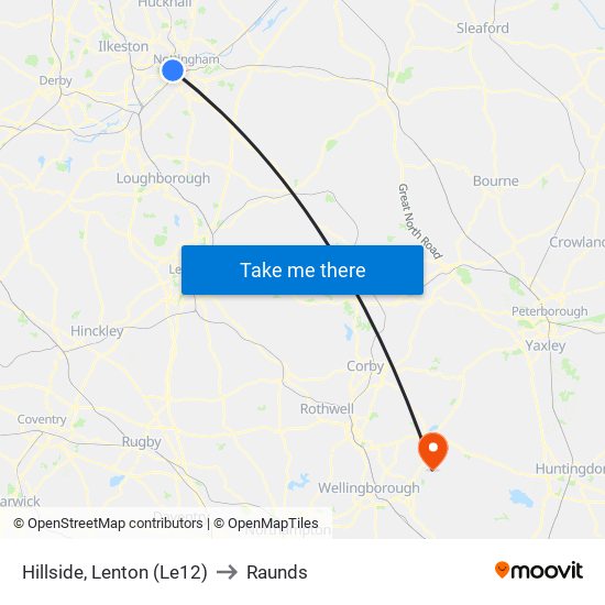 Hillside, Lenton (Le12) to Raunds map