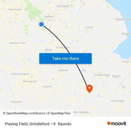 Playing Field, Grindleford to Raunds map