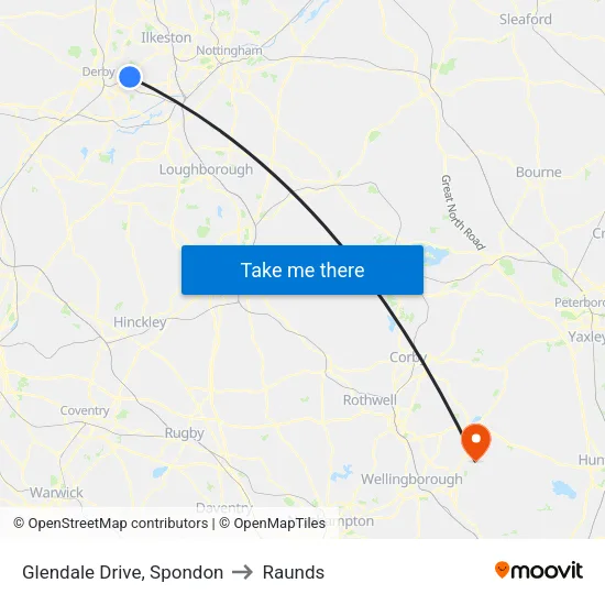 Glendale Drive, Spondon to Raunds map