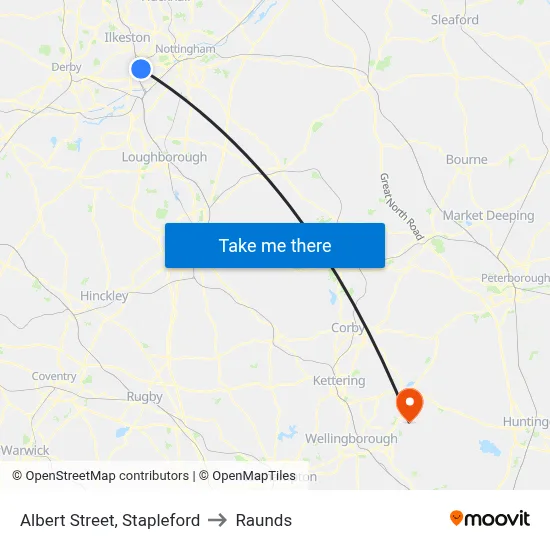 Albert Street, Stapleford to Raunds map