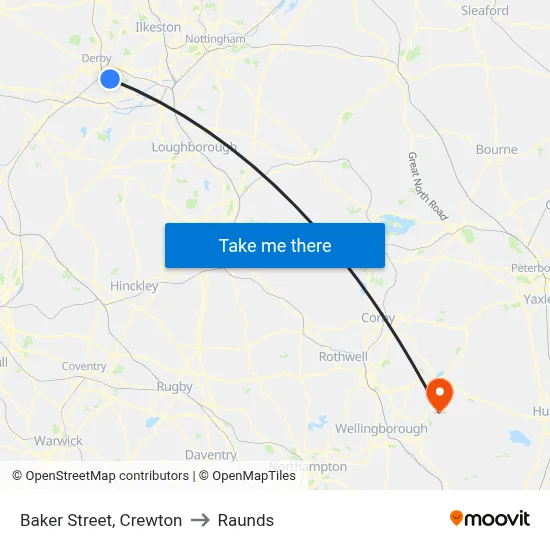 Baker Street, Crewton to Raunds map