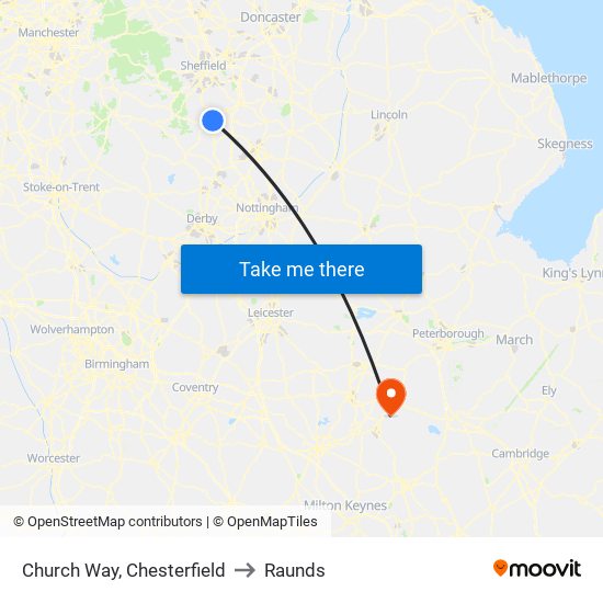 Church Way, Chesterfield to Raunds map