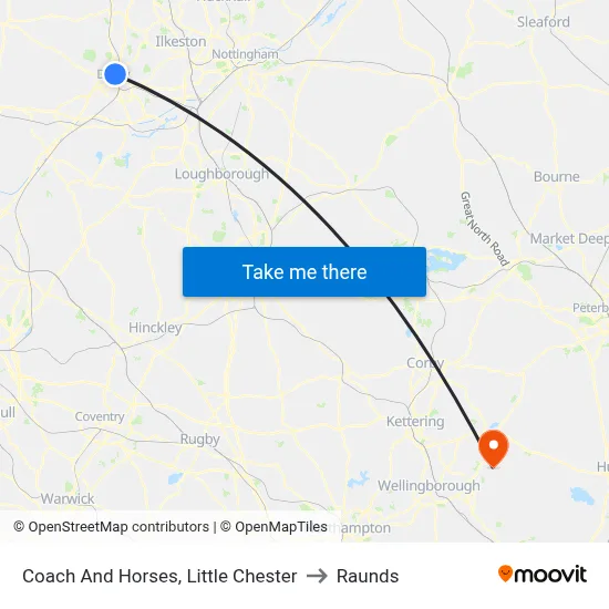 Coach And Horses, Little Chester to Raunds map