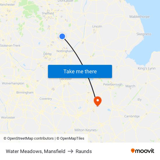 Water Meadows, Mansfield to Raunds map