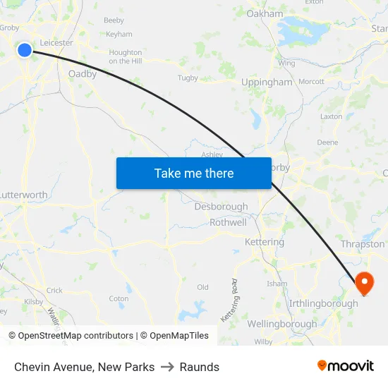 Chevin Avenue, New Parks to Raunds map