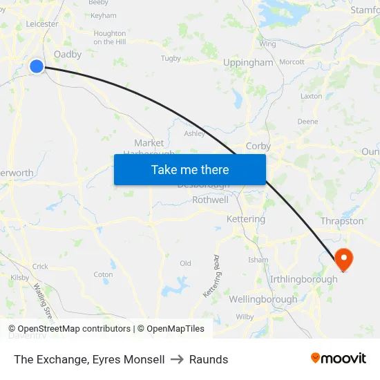 The Exchange, Eyres Monsell to Raunds map