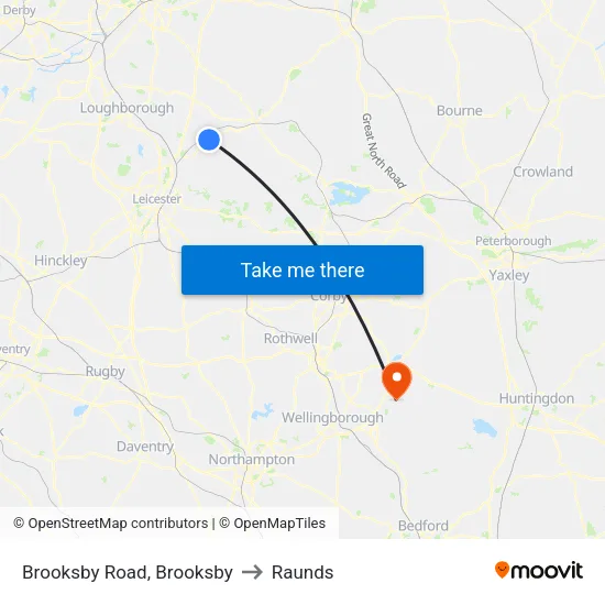 Brooksby Road, Brooksby to Raunds map