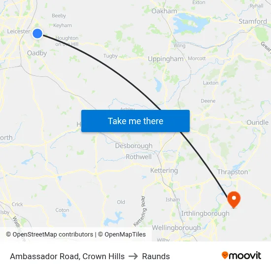 Ambassador Road, Crown Hills to Raunds map