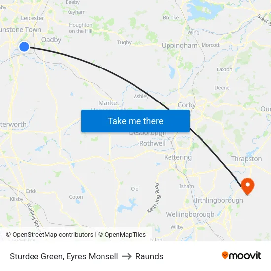 Sturdee Green, Eyres Monsell to Raunds map
