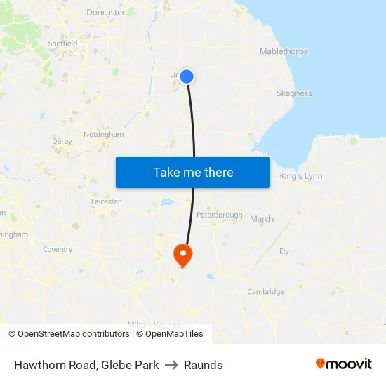 Hawthorn Road, Glebe Park to Raunds map