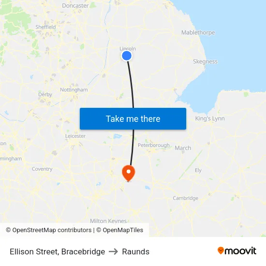 Ellison Street, Bracebridge to Raunds map