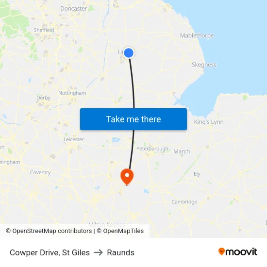 Cowper Drive, St Giles to Raunds map