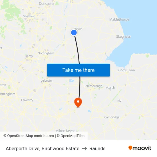 Aberporth Drive, Birchwood Estate to Raunds map