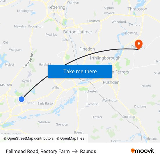 Fellmead Road, Rectory Farm to Raunds map