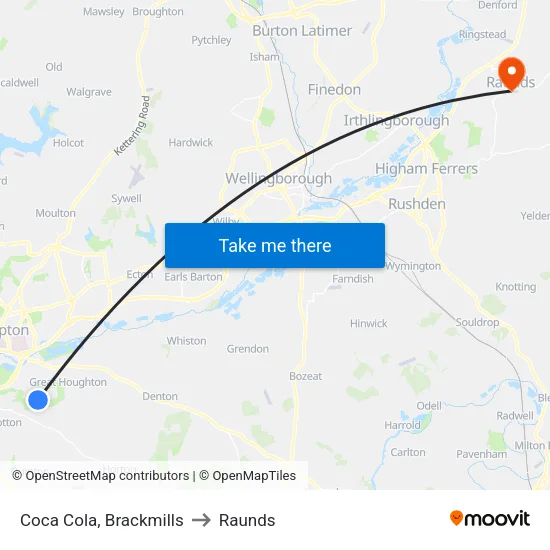 Coca Cola, Brackmills to Raunds map