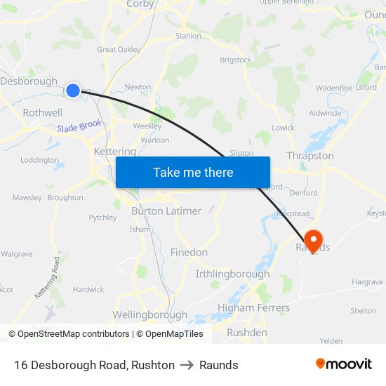 16 Desborough Road, Rushton to Raunds map