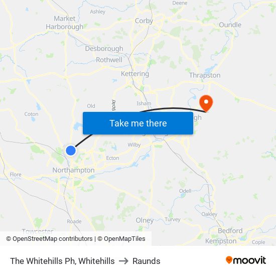 The Whitehills Ph, Whitehills to Raunds map