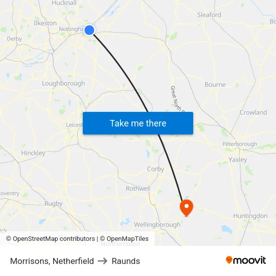 Morrisons, Netherfield to Raunds map