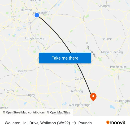Wollaton Hall Drive, Wollaton (Wo29) to Raunds map