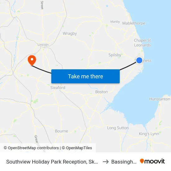 Southview Holiday Park Reception, Skegness to Bassingham map