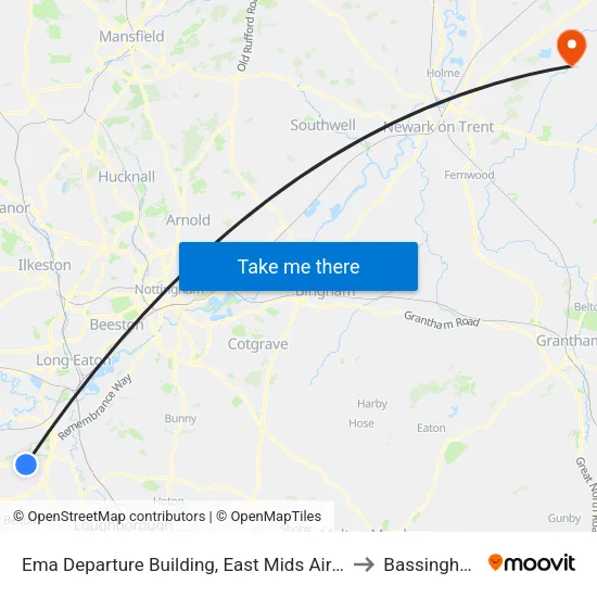 Ema Departure Building, East Mids Airport to Bassingham map
