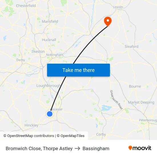 Bromwich Close, Thorpe Astley to Bassingham map