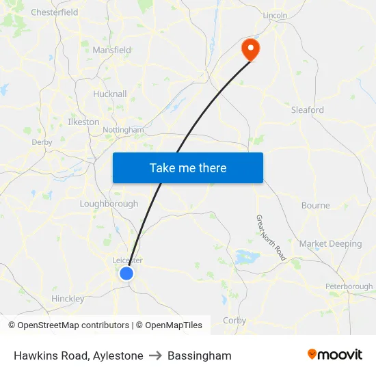 Hawkins Road, Aylestone to Bassingham map