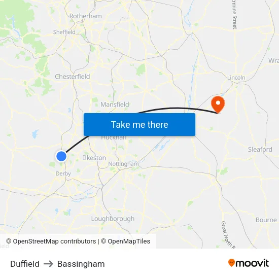 Duffield to Bassingham map