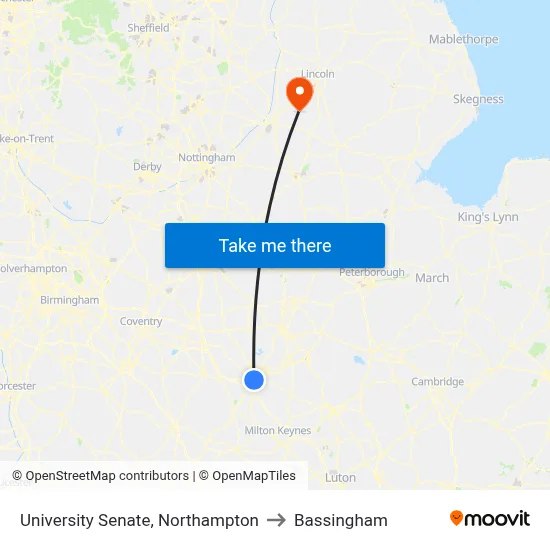 University Senate, Northampton to Bassingham map