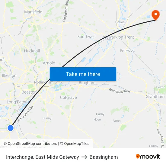 Interchange, East Mids Gateway to Bassingham map