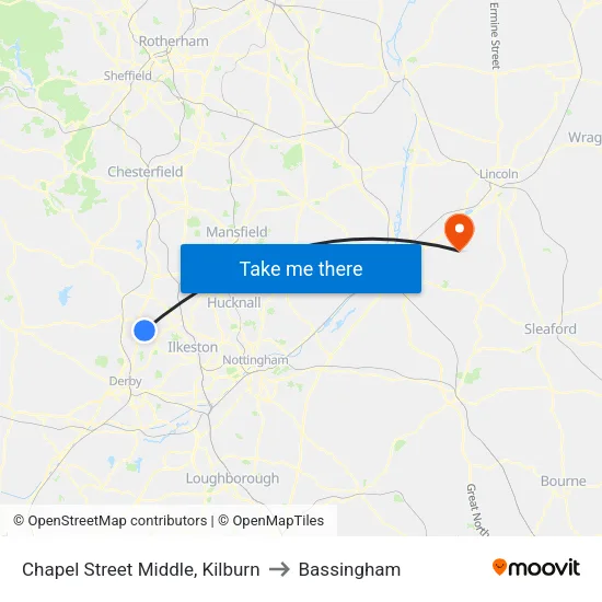 Chapel Street Middle, Kilburn to Bassingham map