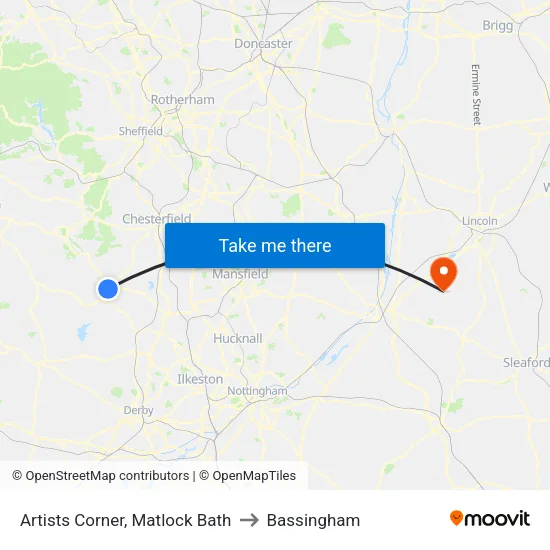 Artists Corner, Matlock Bath to Bassingham map