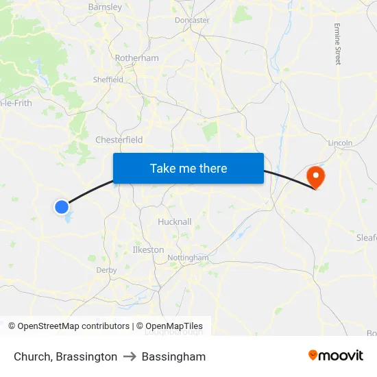 Church, Brassington to Bassingham map