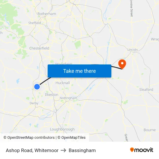 Ashop Road, Whitemoor to Bassingham map