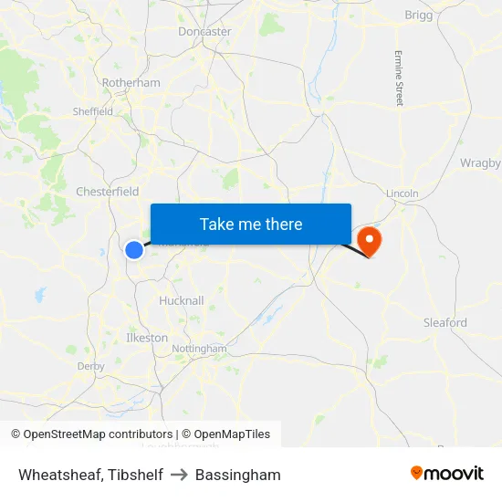 Station Road, Tibshelf to Bassingham map
