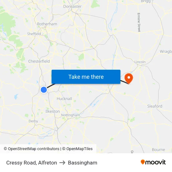 Cressy Road, Alfreton to Bassingham map