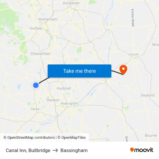 Canal Inn, Bullbridge to Bassingham map