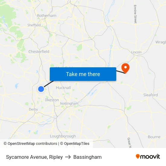 Sycamore Avenue, Ripley to Bassingham map