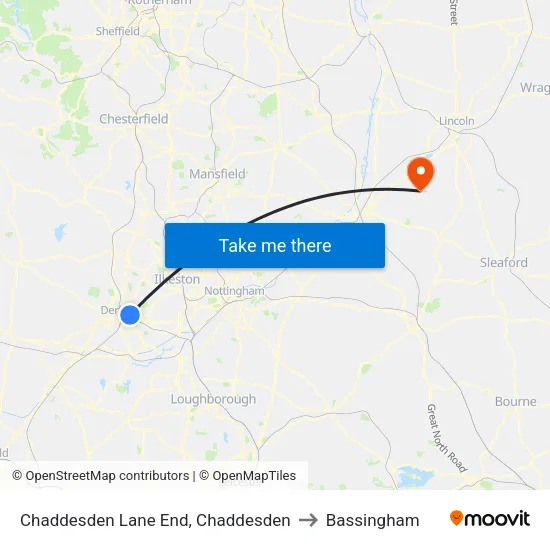 Chaddesden Lane End, Chaddesden to Bassingham map