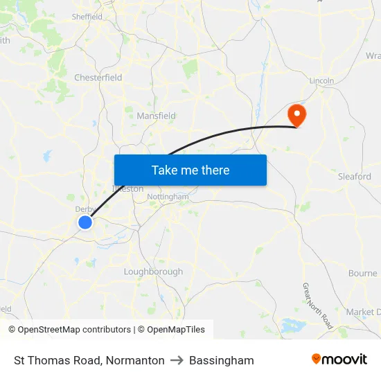 St Thomas Road, Normanton to Bassingham map