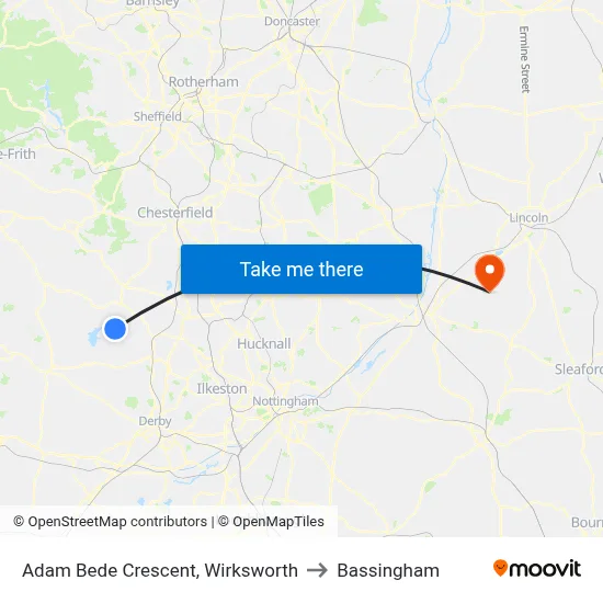 Adam Bede Crescent, Wirksworth to Bassingham map