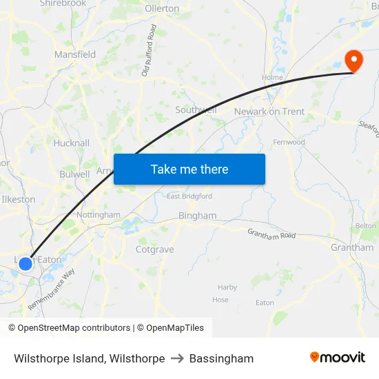 Wilsthorpe Island, Wilsthorpe to Bassingham map